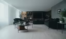 a spacious room with a white parquet floor