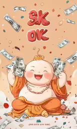 an image of a man with money coming out from his hands
