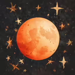 the full moon surrounded by many stars