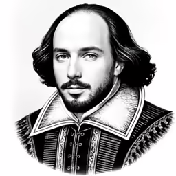 a drawing of a man in a suit with a beard