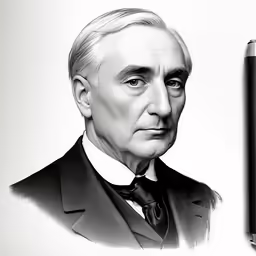 a drawing of abraham lincoln is shown next to a pen