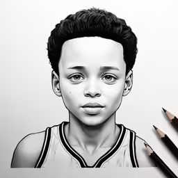 a pencil drawing of a young boy
