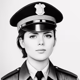 the young police woman is wearing her uniform