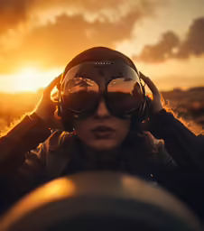 a woman is sitting in a small airplane