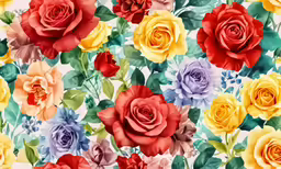 watercolor roses are featured in this colorful flower pattern