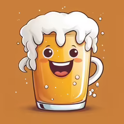 the beer is smiling while being used to create a cartoon character