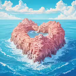 the image shows a pink rock in a body of water