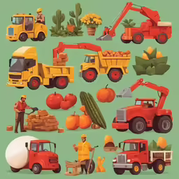 this is a poster of trucks and cars