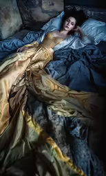 an image of a woman that is sleeping in bed