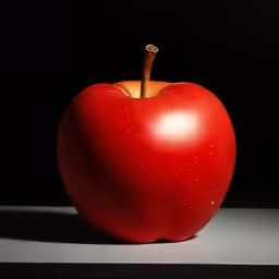 a large red apple sitting on top of a table
