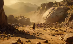 there is a person that is running in the dirt