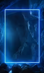 an abstract background with a bright neon glowing neon blue rectangle