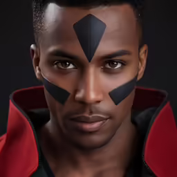 a man with black painted on his face