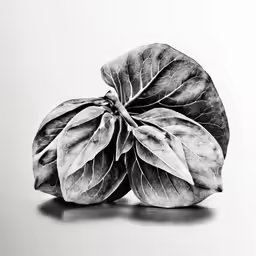 some very big leaves on a white surface