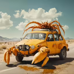 there is an octopus car on the side of the road