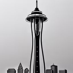a tall white building with a black top