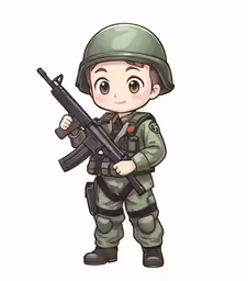 a cartoon soldier is standing with his arms crossed