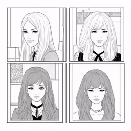 a page with anime girls and two different frames
