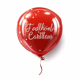 a red balloon with an i ballond, eat and be fabulous written on the front