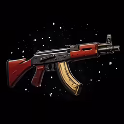 a rifle with an orange barrel on a black background