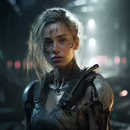 the woman in the sci - themed movie cyber girl,an image of a woman dressed as a cyber warrior