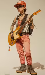 a digital drawing of a man in glasses and hat with guitar
