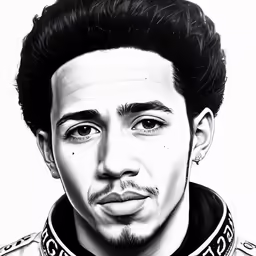 a pencil drawing of a male in a suit