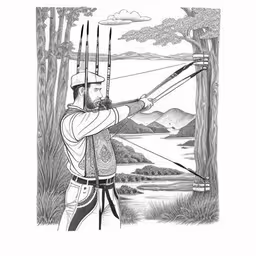 a man shooting an arrow with arrows,a man in uniform aiming his bow and arrow,an illustration of a man in an image,an image of a man with a bow and arrows,a man in military uniform with an arrow is aiming