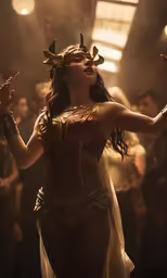 a woman dressed as wonder and surrounded by people