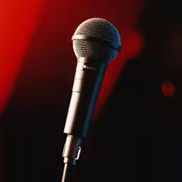 a microphone with its lights turned on