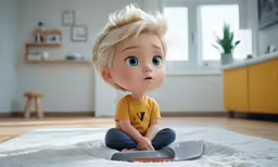 a very cute little boy with big eyes