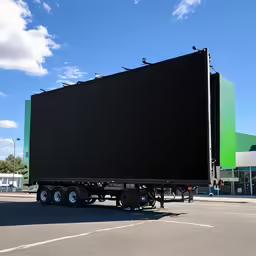 large black truck parked outside with sky background