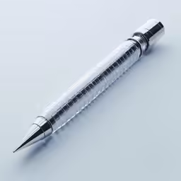 a silver ballpoint pen sitting on top of a table