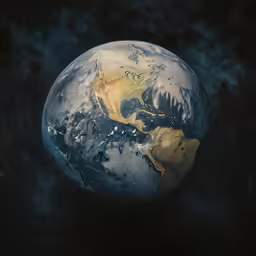 an earth globe is shown with the oceans visible