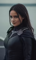 the avengers actress poses in black cat suit