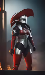a person dressed in a helmet and bodysuit with a sword