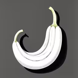 three white bananas in black and white,a painting of a bunch of white bananas on a gray background