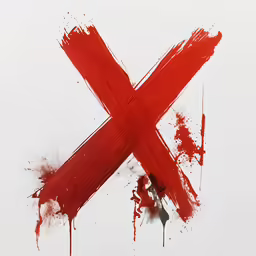 a painting with red crosses on it