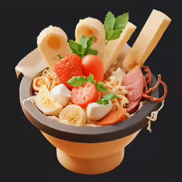 a pasta and cheese salad with vegetables in it