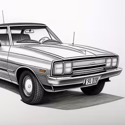 a drawing of a vintage station wagon from the 70