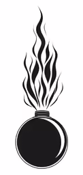 an open burning pot of hot water in silhouette on a white background