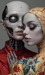 a couple kissing in front of each other