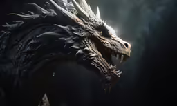 a dragon with large eyes and sharp teeth