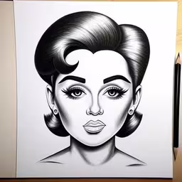 this drawing shows how famous women are,the drawing depicts the face of a woman with her eyes closed,this is a drawing of a woman with large eyes,a drawing of a woman with long hair,a drawing of the woman