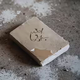 a square piece of paper with graffiti in it
