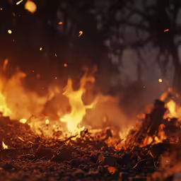 a close up of a fire on the ground