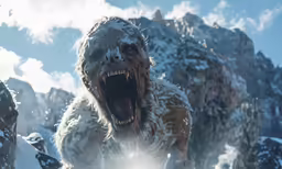 the monster is snarling through the wintery snow