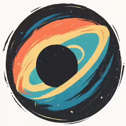 an art print of an earth - like planet with a black dot in the center