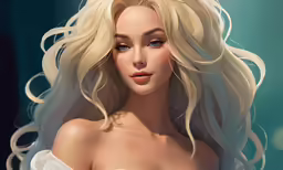 the blond haired girl in a white top looks off into the distance