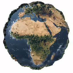 a close up of the world on an abstract circular globe